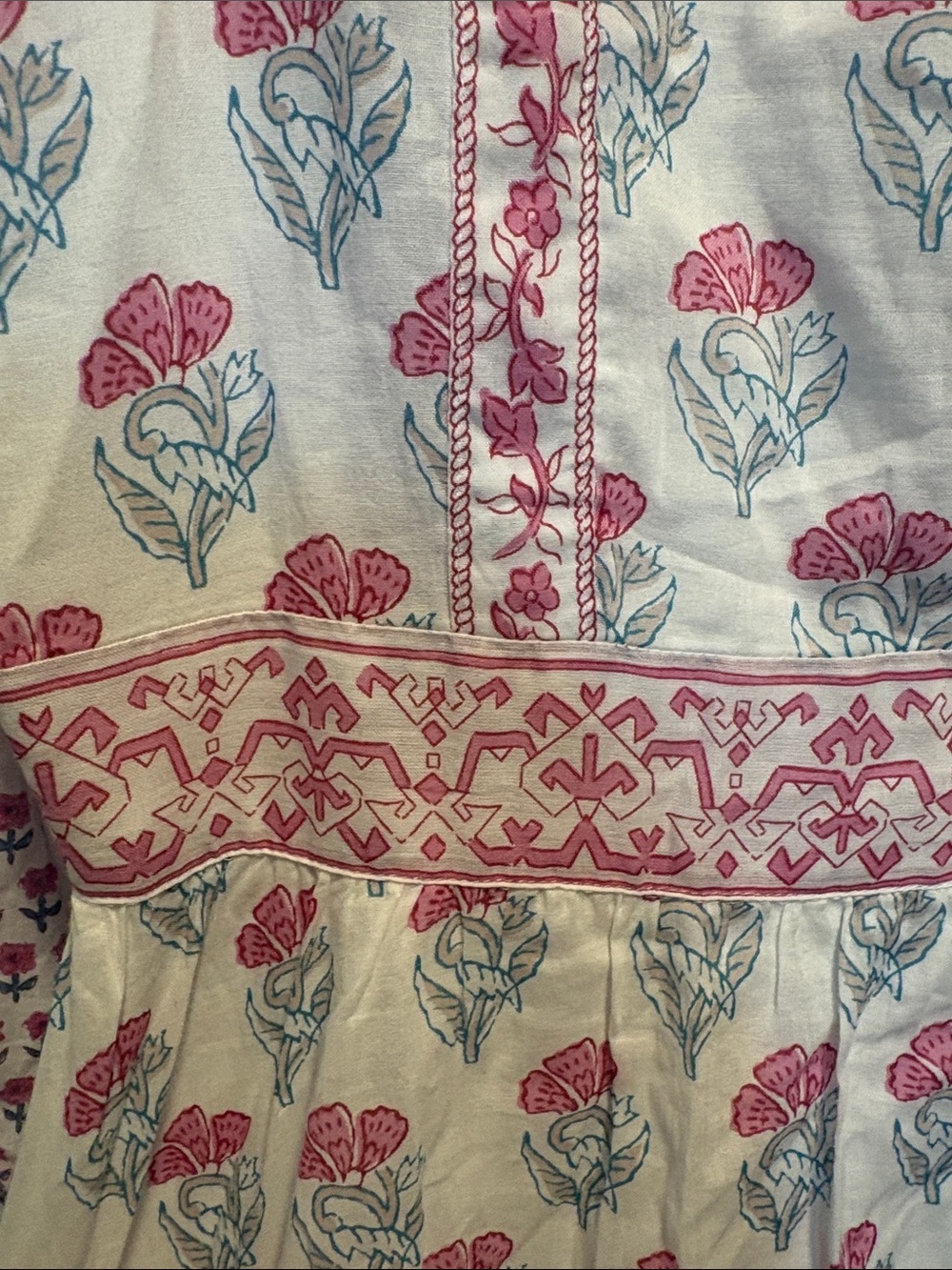 Haute Hippie White Dress with Pink Floral Border and Print - Picture 5 of 9